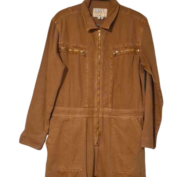 Free People x Sandrine Rose Denim Jumpsuit "Weird is Rad" Sz L - Picture 5 of 11